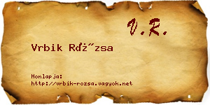 Vrbik Rózsa névjegykártya